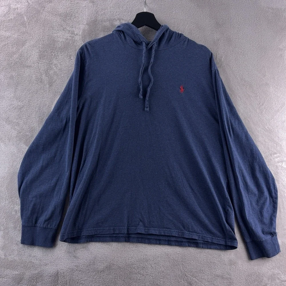 Polo Ralph‎ Lauren Hooded Jersey T Shirt Mens Size Large Blue Casual Preppy